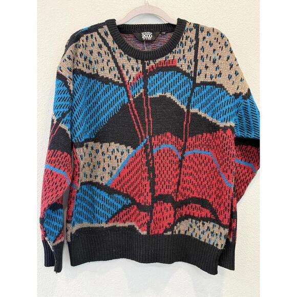 Other - Vintage 80s/90s "Motivation 2000" Geometric Knit Sweater, Retro Colorblock